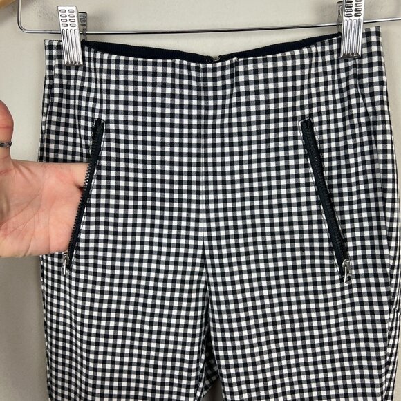 Rag & Bone Pants Womens 00 Black White Check Edgy Skinny Back Zip Stretch Ankle - Picture 6 of 13